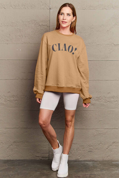 Simply Love CIAO!Round Neck Sweatshirt