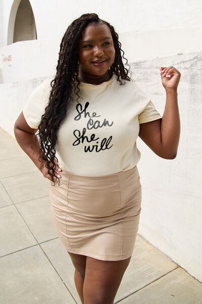 Simply Love SHE CAN SHE WILL Short Sleeve Graphic T-Shirt