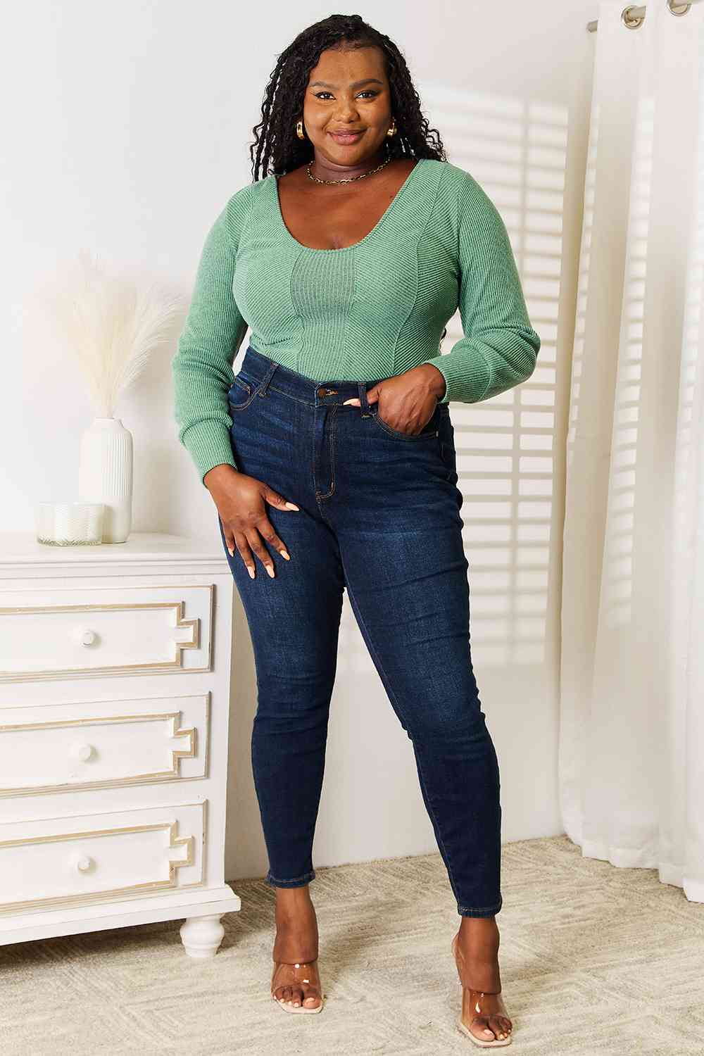 Flatter Me Scoop Neck Long Sleeve Top