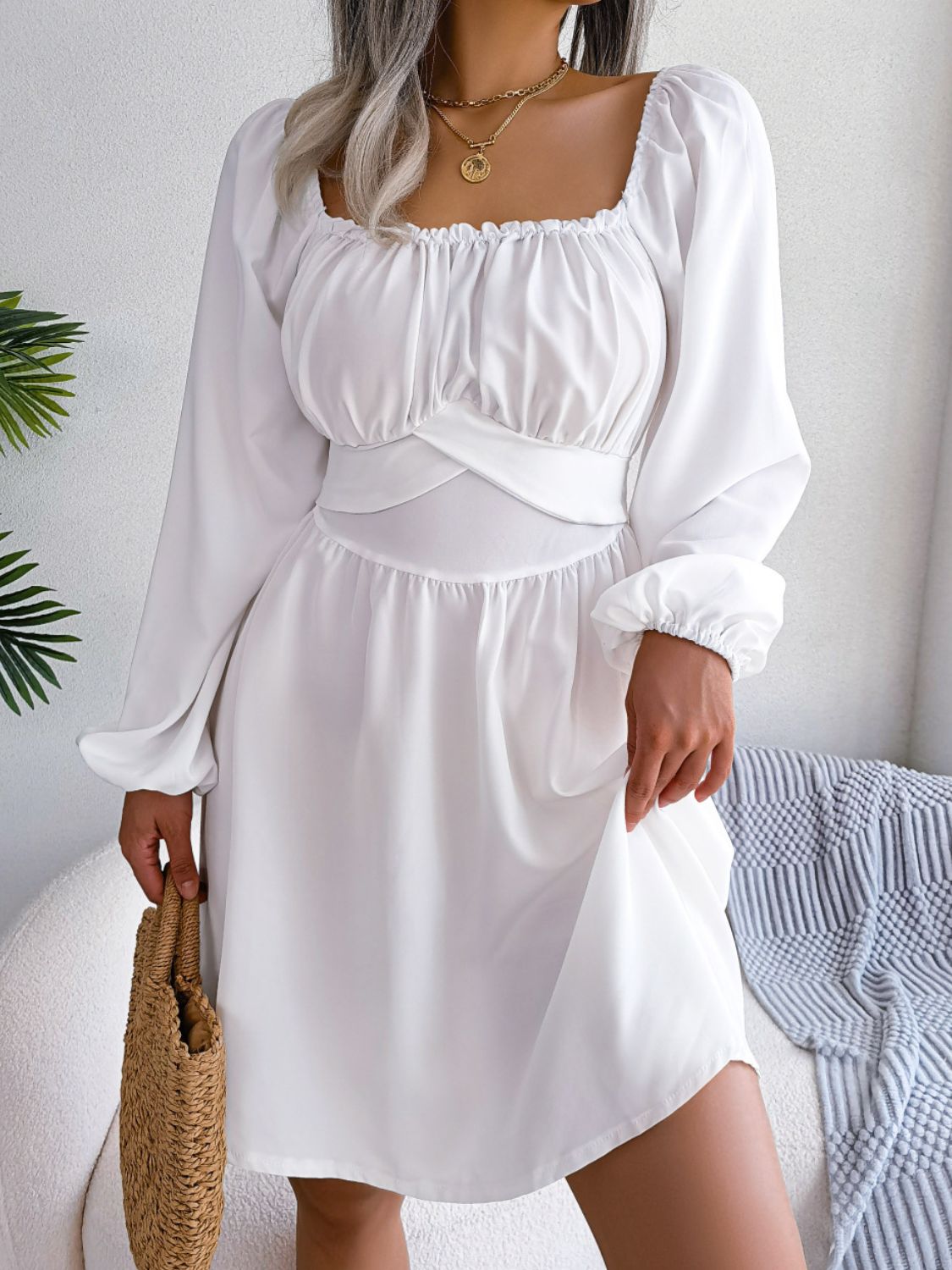 Tess Square Neck Balloon Sleeve Dress