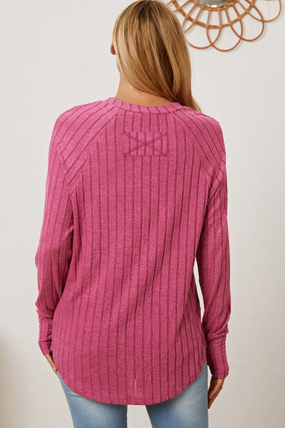 Basic Babe Full Size Ribbed Thumbhole Sleeve T-Shirt