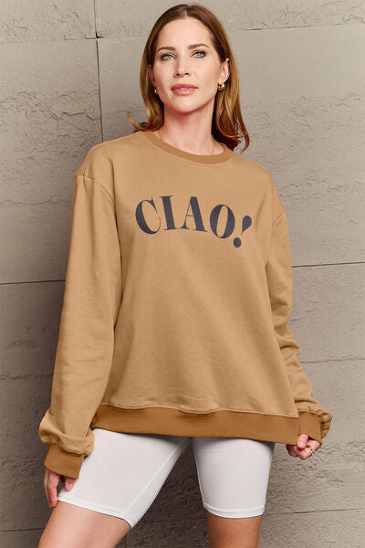 Simply Love CIAO!Round Neck Sweatshirt