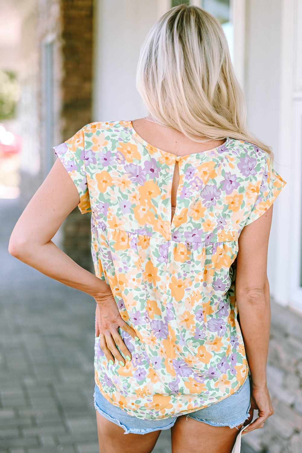 Floral Printed Cap Sleeve Blouse
