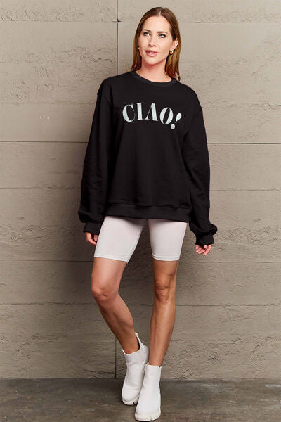 Simply Love CIAO!Round Neck Sweatshirt