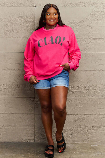 Simply Love CIAO!Round Neck Sweatshirt
