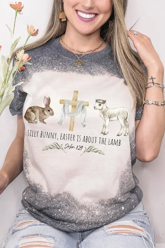 Easter Is About The Lamb Graphic Bleached Tee