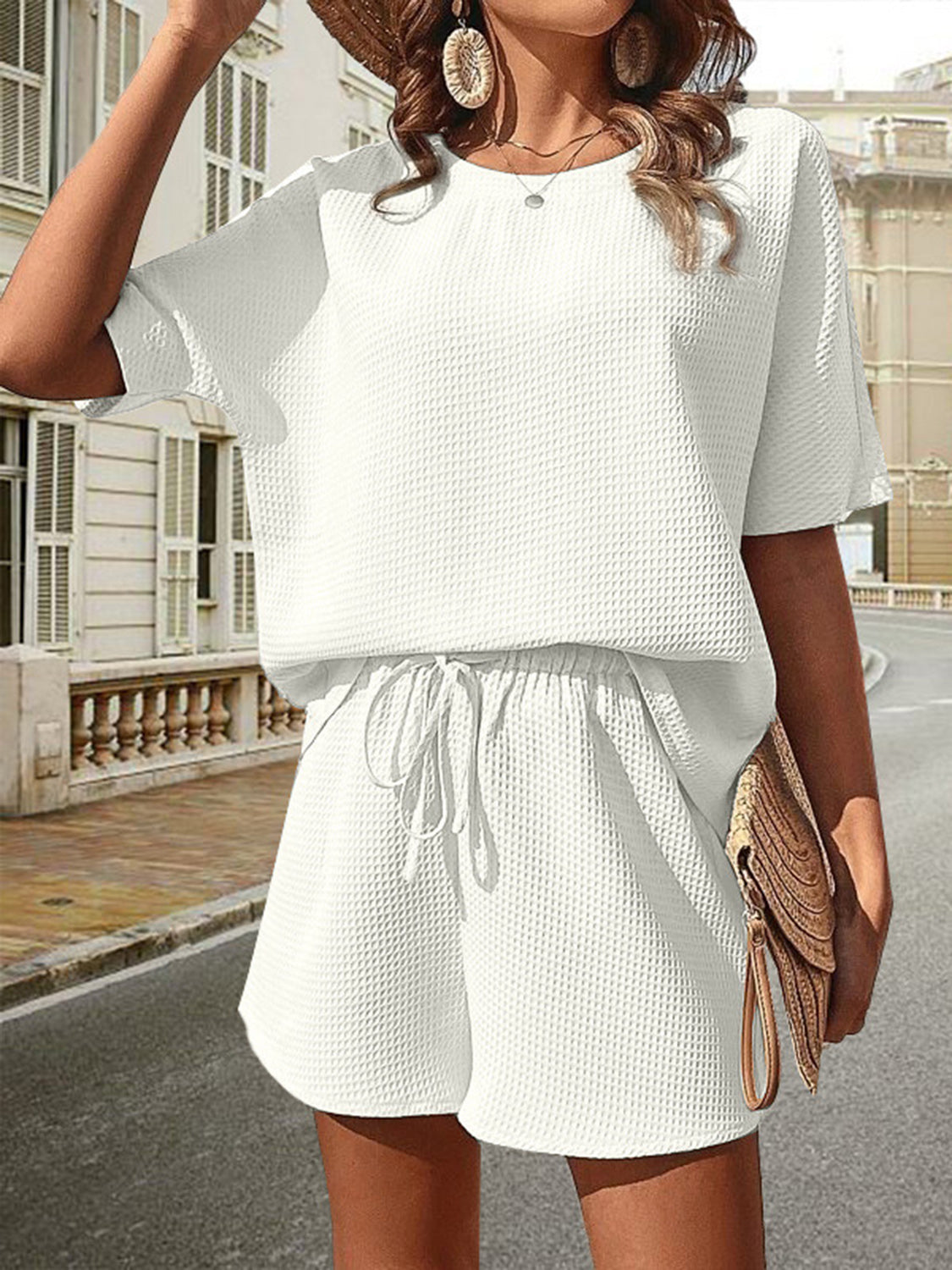 Gotta Have Waffle-Knit Half Sleeve Top and Shorts Set