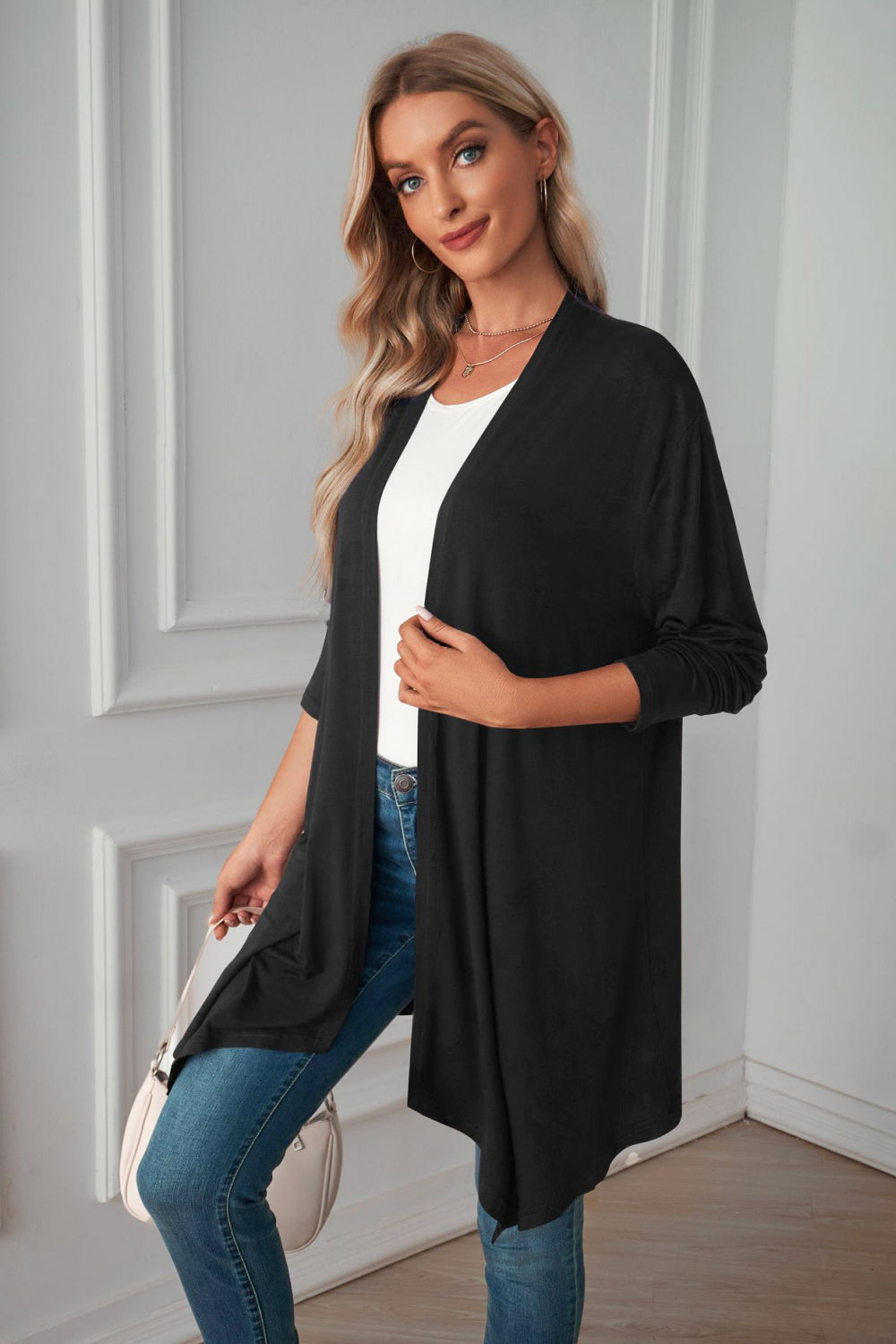 Open Front Long Sleeve Cardigan