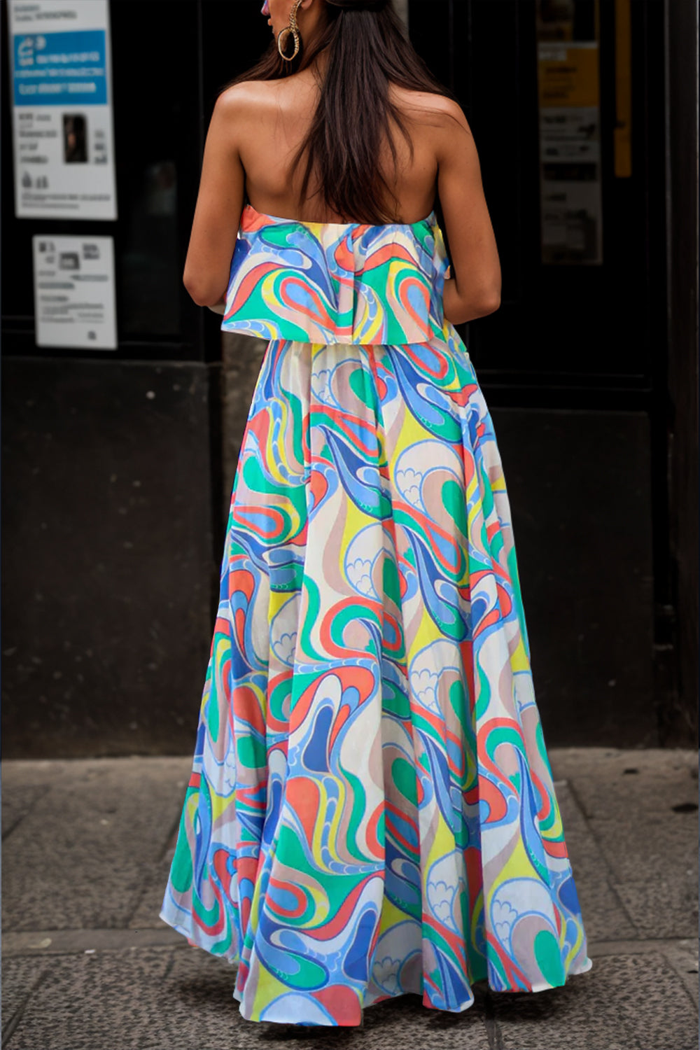Tropicali Printed Tube Maxi Dress with Slit