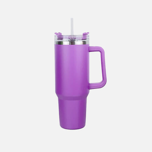 40 oz Stainless Steel Tumbler with Handle and Straw