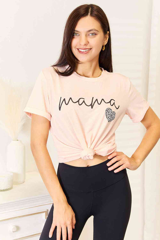 Pink MAMA Heart Graphic T-Shirt