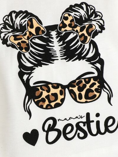Girls BESTIE Shirt and Leopard Pants Set